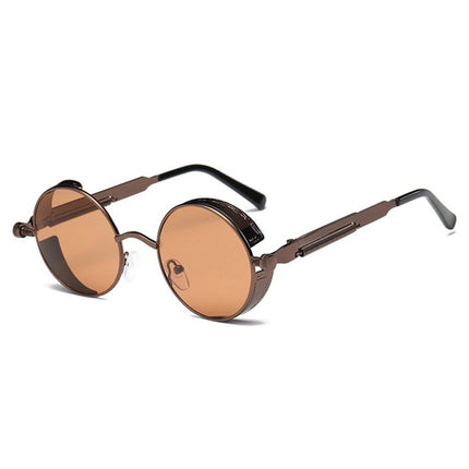 Metal Round Frame Steampunk Retro Sunglasses for Men Women(9)-garmade.com