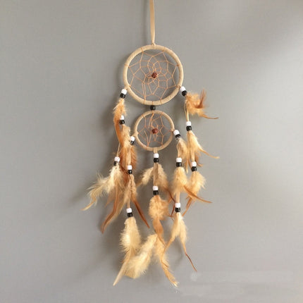 Home Decoration Retro Feather Dream Catcher Circular Feathers Wall Hanging Decor(Purple)-garmade.com