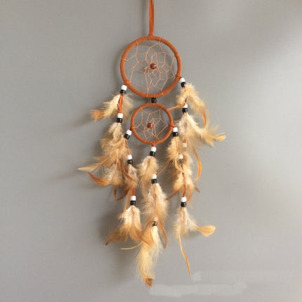 Home Decoration Retro Feather Dream Catcher Circular Feathers Wall Hanging Decor(Purple)-garmade.com