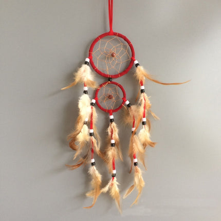 Home Decoration Retro Feather Dream Catcher Circular Feathers Wall Hanging Decor(Purple)-garmade.com