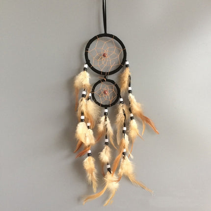 Home Decoration Retro Feather Dream Catcher Circular Feathers Wall Hanging Decor(Black)-garmade.com