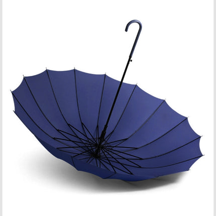 All-weather Umbrella With 16 Bones Enlarged By A Long Handle Straight Pole Umbrella(Blue)-garmade.com