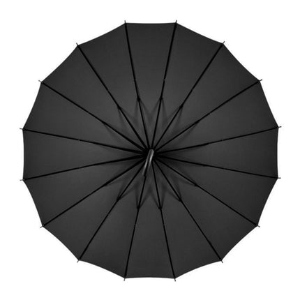 All-weather Umbrella With 16 Bones Enlarged By A Long Handle Straight Pole Umbrella(Black)-garmade.com