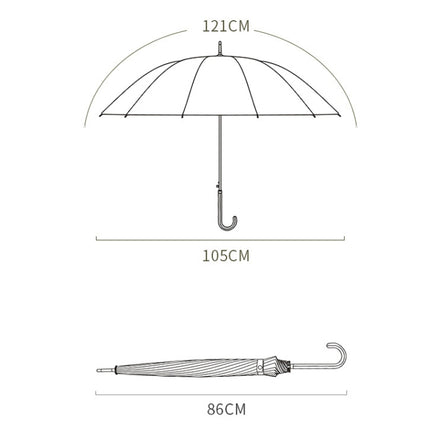 All-weather Umbrella With 16 Bones Enlarged By A Long Handle Straight Pole Umbrella(Black)-garmade.com