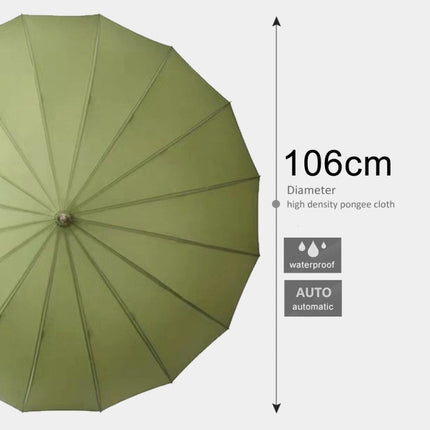 All-weather Umbrella With 16 Bones Enlarged By A Long Handle Straight Pole Umbrella(Matcha Green)-garmade.com