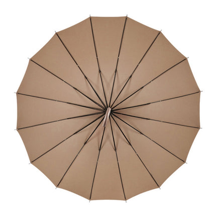 All-weather Umbrella With 16 Bones Enlarged By A Long Handle Straight Pole Umbrella(Brown)-garmade.com