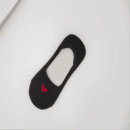 3 Pairs Non-slip Heart Pattern Invisible Socks( Black)-garmade.com