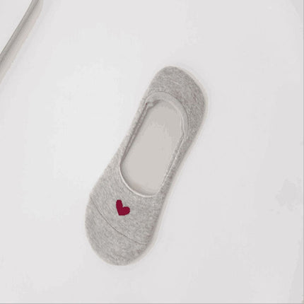 3 Pairs Non-slip Heart Pattern Invisible Socks(Grey)-garmade.com