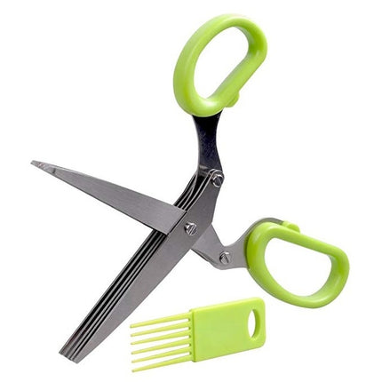 Minced 5 Layers Basil Rosemary Kitchen Scissor Shredded Chopped Scallion Cutter(Green)-garmade.com