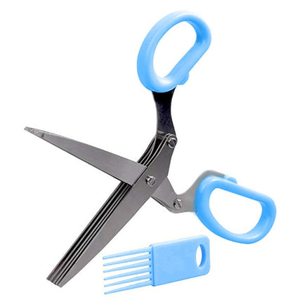 Minced 5 Layers Basil Rosemary Kitchen Scissor Shredded Chopped Scallion Cutter(Blue)-garmade.com