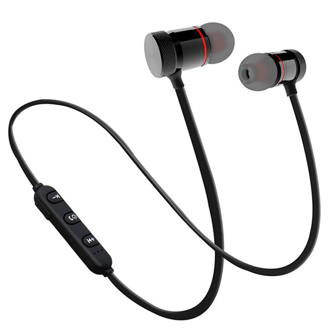 MoreBlue S07 Wireless Bluetooth Earphones Metal Magnetic Stereo Bass Headphones Cordless Sport Headset Earbuds With Microphone(Black)-garmade.com