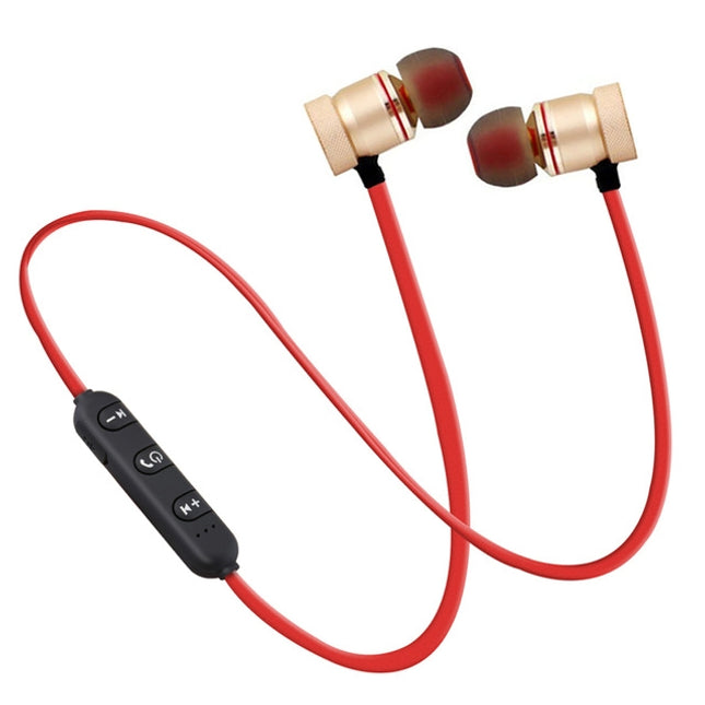 MoreBlue S07 Wireless Bluetooth Earphones Metal Magnetic Stereo Bass Headphones Cordless Sport Headset Earbuds With Microphone(Gold)-garmade.com