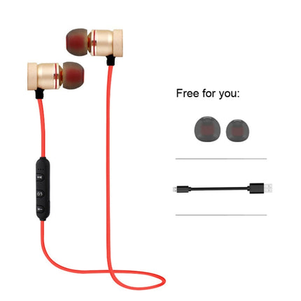 MoreBlue S07 Wireless Bluetooth Earphones Metal Magnetic Stereo Bass Headphones Cordless Sport Headset Earbuds With Microphone(Gold)-garmade.com