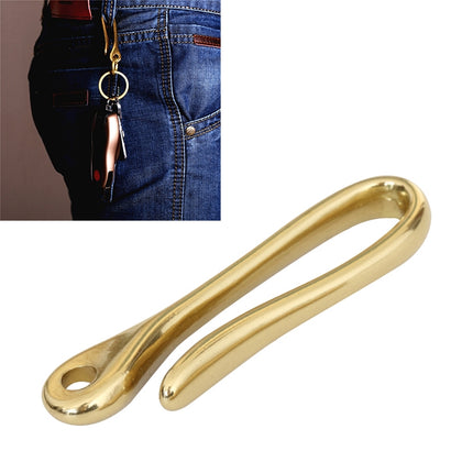 Retro Solid Brass Key Chain Key Ring Belt U Hook Wallet Chain Fish Hook, Length:6cm without Copper Rin(Brass)-garmade.com