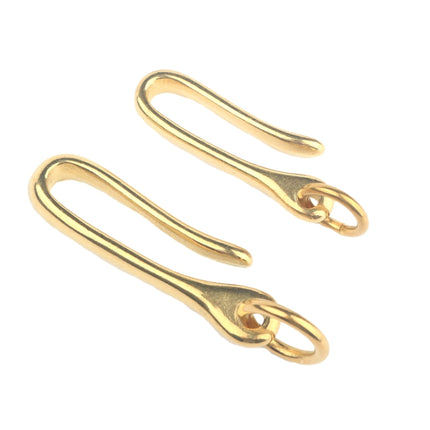 Retro Solid Brass Key Chain Key Ring Belt U Hook Wallet Chain Fish Hook, Length:6cm without Copper Rin(Brass)-garmade.com