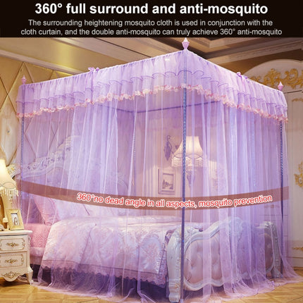 Palace Style Encryption Floor-standing Stainless Steel Three-door Mosquito Net, Specification:22 mm Bracket, Size:120x200 cm(Pink)-garmade.com