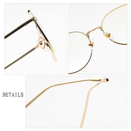Retro Simple Round Frame Plain Glass Spectacles(Gold)-garmade.com