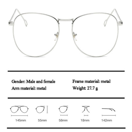 Retro Simple Round Frame Plain Glass Spectacles(Black)-garmade.com