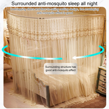 U-shaped Three-door Stainless Steel Tube Floor Mosquito Net, Size:Bold 25mm 2.0x2.2m(Beige)-garmade.com