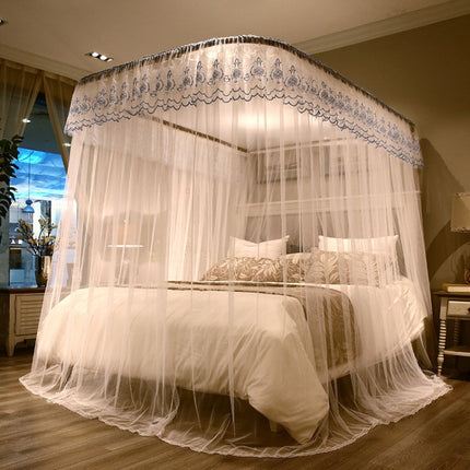 U-shaped Guide Rail Retractable Three-door Mosquito Net, Size:150x200 cm(White)-garmade.com