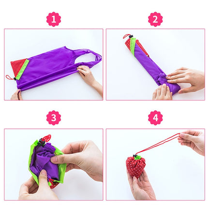 Creative Strawberry Shopping Reusable Folding Reusable Grocery Shopping Bag(Pink)-garmade.com