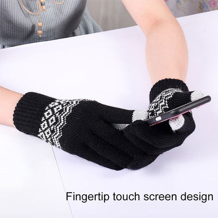 Winter Touch Screen Gloves Women Men Warm Stretch Knit Mittens Imitation Wool Thicken Full Finger Gloves(B-Blue)-garmade.com