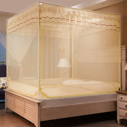 Household Free Installation Thickened Encryption Dustproof Mosquito Net, Size:150x200 cm, Style:Bed Back(Beige)-garmade.com