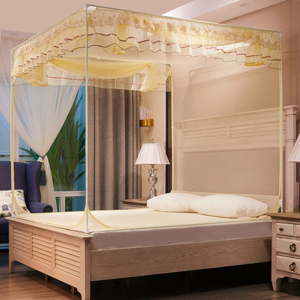 Household Free Installation Thickened Encryption Dustproof Mosquito Net, Size:150x200 cm, Style:Bed Back(Beige)-garmade.com
