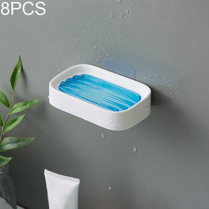 8 PCS Double-layer Drain Soap Box Bathroom Rack(Blue)-garmade.com