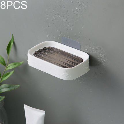 8 PCS Double-layer Drain Soap Box Bathroom Rack(Black)-garmade.com