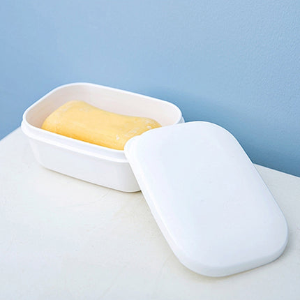 Portable Soap Box Travel Sealed Soap Box Creative with Cover Bathroom Soap Drain Stand(Rectangle)-garmade.com