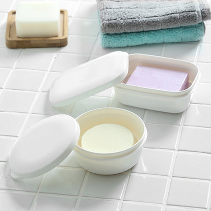 Portable Soap Box Travel Sealed Soap Box Creative with Cover Bathroom Soap Drain Stand(Rectangle)-garmade.com