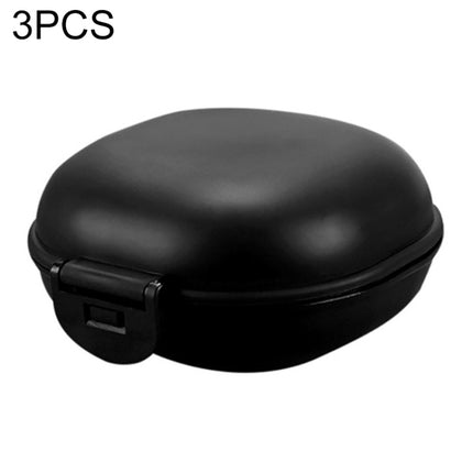 3 PCS Bathroom Dish Plate Case Home Shower Travel Hiking Holder Container Soap Box(black)-garmade.com