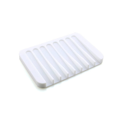 Bathroom Silicone Flexible Soap Dishes Storage Holder Soapbox(white)-garmade.com