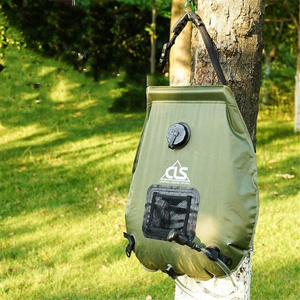 Outdoor Bathing Bag Self-driving Camping Solar Hot Water Bottle 20L Water Storage Bag(Army Green)-garmade.com