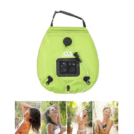 Outdoor Bathing Bag Self-driving Camping Solar Hot Water Bottle 20L Water Storage Bag(Grass Green)-garmade.com