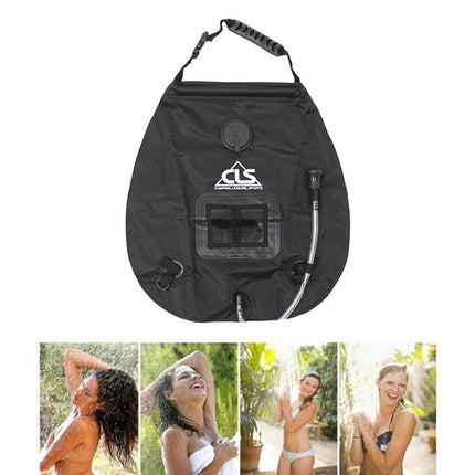 Outdoor Bathing Bag Self-driving Camping Solar Hot Water Bottle 20L Water Storage Bag(Black)-garmade.com