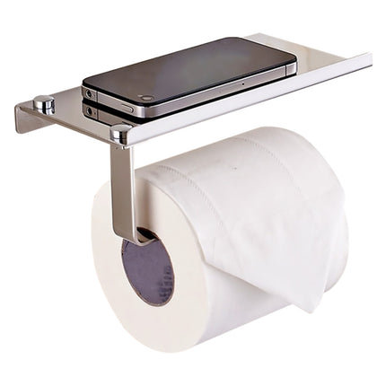 Stainless Steel Glossy Toilet Paper Holder Paper Roll Hanger With Mobile Phone Storage Shelf-garmade.com