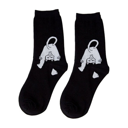 Middle Finger Cat Men and Women Hip Hop Street Wind Skateboard Tube Cotton Socks(Bow cat)-garmade.com