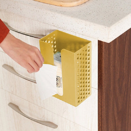 Wall-mounted Kitchen Tissue Box Paper Drawer Napkin Tray Toilet Cupboard Door Tissue Rack(Ginger)-garmade.com