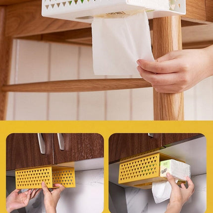 Wall-mounted Kitchen Tissue Box Paper Drawer Napkin Tray Toilet Cupboard Door Tissue Rack(Ginger)-garmade.com