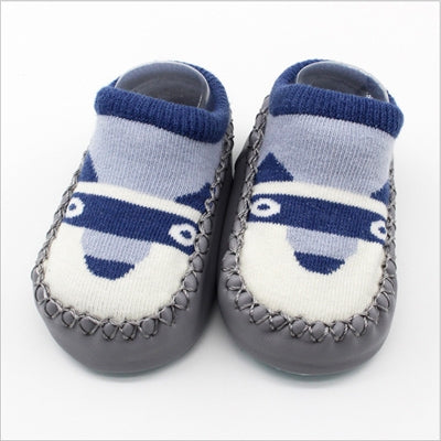Fashion Baby Socks With Rubber Soles Infant Sock Newborn Autumn Winter Children Floor Socks Shoes Anti Slip Soft Sole Sock(6S04 Navy)-garmade.com