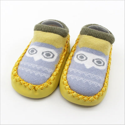 Fashion Baby Socks With Rubber Soles Infant Sock Newborn Autumn Winter Children Floor Socks Shoes Anti Slip Soft Sole Sock(6S05 Yellow)-garmade.com