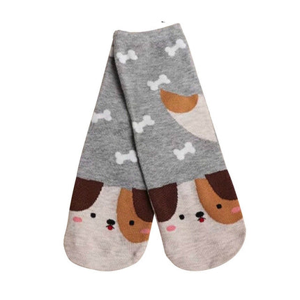 10 Pairs Unisex kids lovely dogs Socks cute cartoon style Fashion Cotton Printing Tube Socks(Grey)-garmade.com