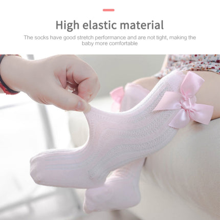 Kids Socks Toddlers Girls Big Bow Knee High Long Soft Cotton Lace baby Socks, Size:S(Pink )-garmade.com