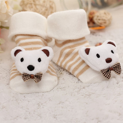 3 Pairs Cotton Cartoon Non-slip Baby Floor Socks Cute Three-Dimensional Doll Baby Toddler Socks(30#)-garmade.com