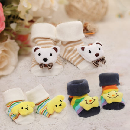 3 Pairs Cotton Cartoon Non-slip Baby Floor Socks Cute Three-Dimensional Doll Baby Toddler Socks(30#)-garmade.com