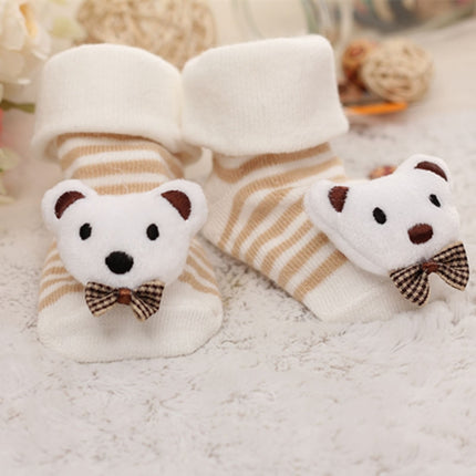 3 Pairs Cotton Cartoon Non-slip Baby Floor Socks Cute Three-Dimensional Doll Baby Toddler Socks(3#)-garmade.com