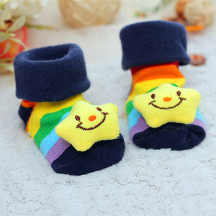 3 Pairs Cotton Cartoon Non-slip Baby Floor Socks Cute Three-Dimensional Doll Baby Toddler Socks(6#)-garmade.com