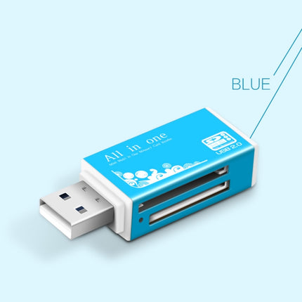 Multi in 1 Memory SD Card Reader for Memory Stick Pro Duo Micro SD,TF,M2,MMC,SDHC MS Card(Blue)-garmade.com